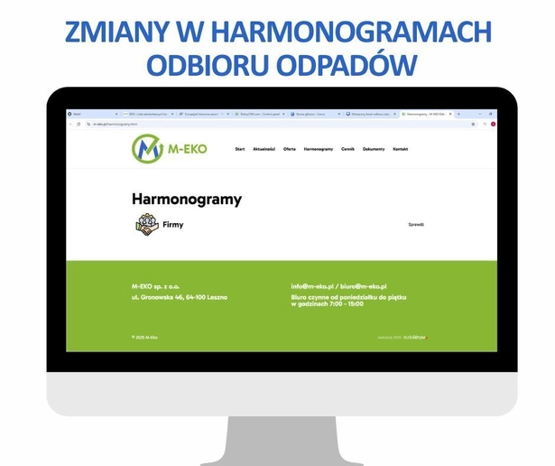 Zmiany w harmonogramach odbioru odpadów od firm